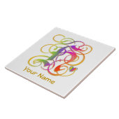 H Monogramm Ihr Name "Gothic Rainbow" Keramik Tile Fliese (Seite)