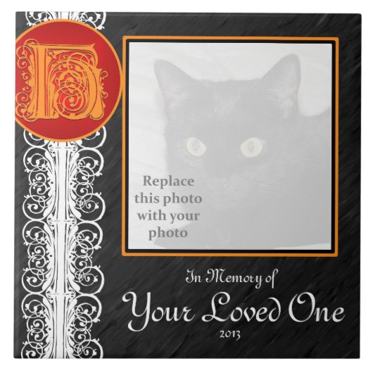 H Monogramm "In Gedächtnis deines Liebsten" Tile Fliese (Vorderseite)