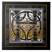 H-Monogramm-keltische schwarze Fliese (Vorderseite)