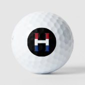 H Monogramm überlagert auf der NLD-Flagge auf bk b Golfball (Vorderseite)