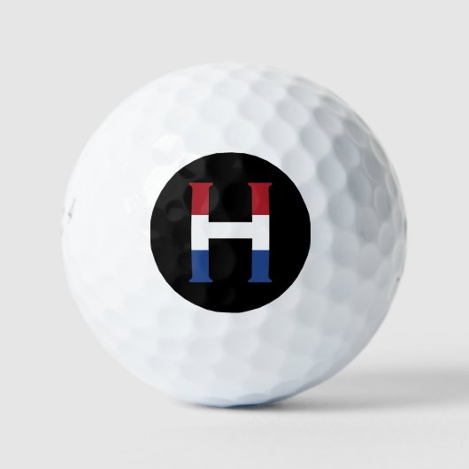H Monogramm überlagert auf der NLD-Flagge auf bk b Golfball (Vorderseite)