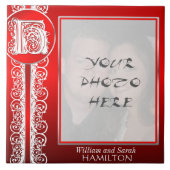 H Monogramm "Weiße Spitzen auf Rot" mit Foto - Til Fliese (Vorderseite)