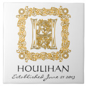 "H" Nachname Hochzeitstag Monogram Tile Fliese (Vorderseite)