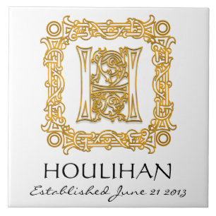 "H" Nachname Hochzeitstag Monogram Tile Fliese