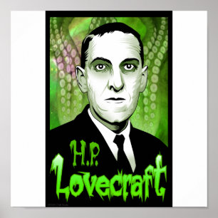 H.P. Lovecraft Porträt (Grün) Poster