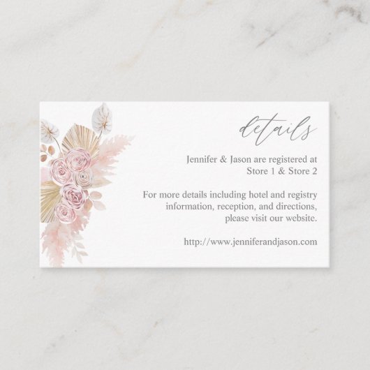 H Pink Boho Floral SM Umschließungskarte 2 Begleitkarte (Vorderseite)