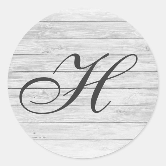 H) Rustikales Holzmonogramm | Monogram Shop Runder Aufkleber (Vorderseite)