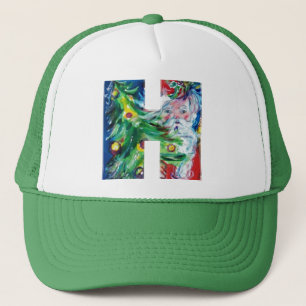 H SCHREIBEN / SANTA MIT CHRISTMAS BAUMONOGRAM TRUCKERKAPPE