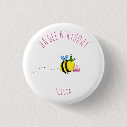 Ha Bee Girls Birthday Button (Vorderseite)