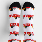 "Hä?" Dummes Multicolor-Cartoon-Katzen-Meme Socken (Oben)
