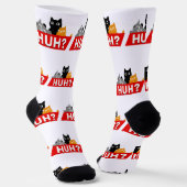 "Hä?" Dummes Multicolor-Cartoon-Katzen-Meme Socken (Gewinkelt)