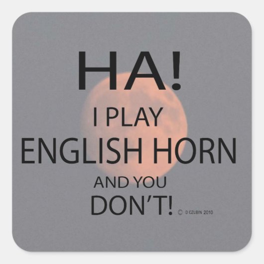 Ha English Horn Square Sticker (Vorderseite)