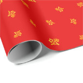 "Ha Ha" humorvolle chinesische Red & Gold-Laughing Geschenkpapier (Rolleneckpunkt)