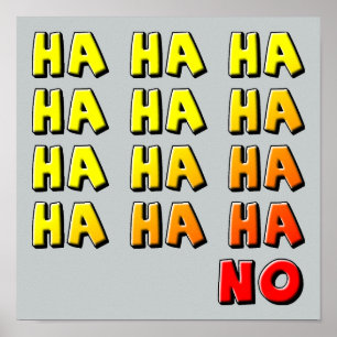 Ha Ha No Funny Poster Sign