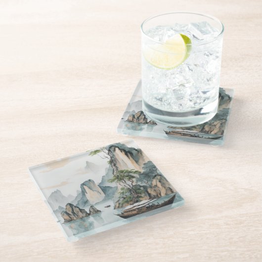 Ha Long Bay Glasuntersetzer (Schrägansicht)