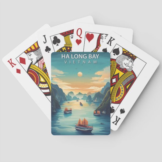 Ha Long Bay Vietnam Asia Vintage Travel Spielkarten (Rückseite)