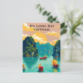 Ha Long Bay Vietnam Boat Trip Postkarte (Stehend Vorderseite)