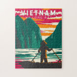 Ha Long Bay Vietnam Boat Vendor Travel Art Vintag Puzzle<br><div class="desc">Ha Long Bay Vektorgrafik Design. Langvietnam,  im Nordosten Vietnams,  ist bekannt für seine smaragdgrünen Gewässer und tausende von mächtigen Kalksteininseln,  die von Regenwäldern bedeckt sind.</div>