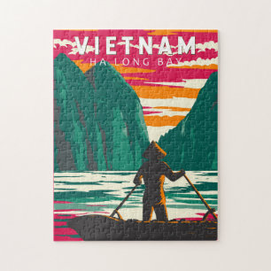 Ha Long Bay Vietnam Boat Vendor Travel Art Vintag Puzzle