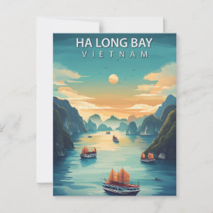 Ha Long Bay Vietnam Boote Vintag Postkarte