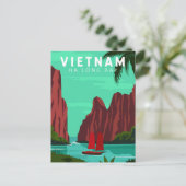Ha Long Bay Vietnam Reisen Vintag Art Postkarte (Stehend Vorderseite)