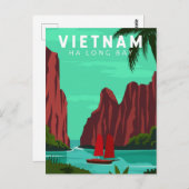 Ha Long Bay Vietnam Reisen Vintag Art Postkarte (Vorne/Hinten)