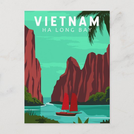 Ha Long Bay Vietnam Reisen Vintag Art Postkarte (Vorderseite)