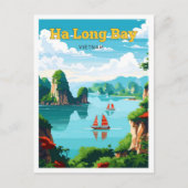 Ha Long Bay Vietnam Reisen Vintag Illustration Postkarte (Vorderseite)