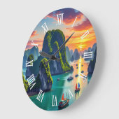 Ha Long Bay Vietnam Sunset Große Wanduhr (Winkel)