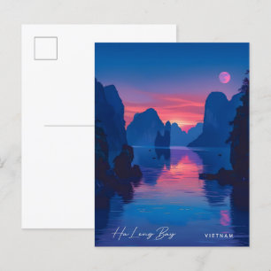 Ha Long Bay Vietnam Vintage Travel Postkarte
