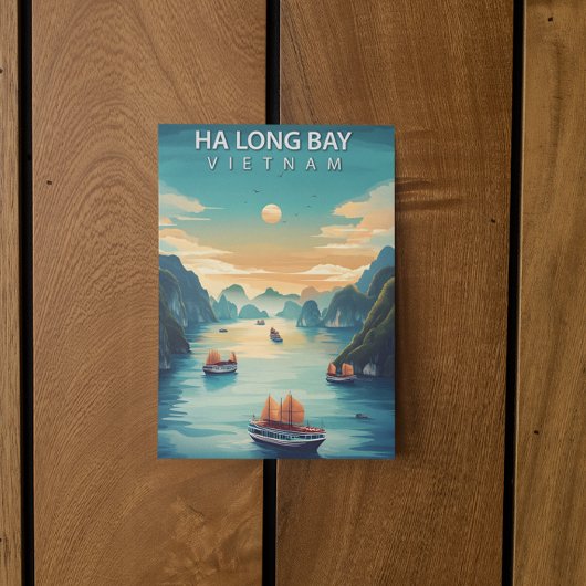 Ha Long Bay Vietnam Vintage Travel Postkarte