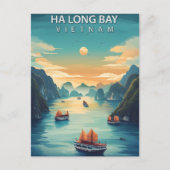 Ha Long Bay Vietnam Vintage Travel Postkarte (Vorderseite)