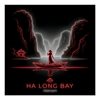 Ha Long Bay-Vietnamese Woman Sampan Boat Poster