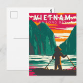 Ha Long Bucht Vietnam Boot Händler Reise Kunst Vin Postkarte (Vorne/Hinten)