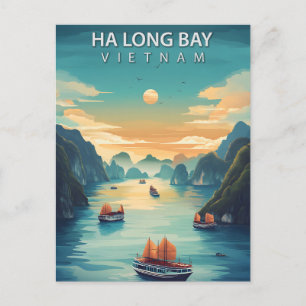 Ha Long Bucht Vietnam Boote Vintage Postkarte
