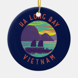 Ha Long Bucht Vietnam Dschunke Reise Kunst Vintage Keramik Ornament