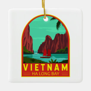 Ha Long Bucht Vietnam Reise Vintage Kunst Keramikornament