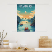 Ha Long Bucht Vietnam Retro Südostasien Küste Poster (Küche)