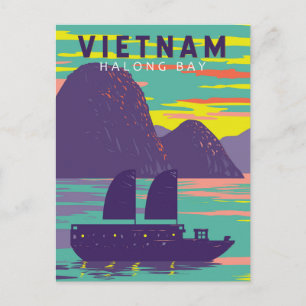 Ha Long Bucht Vietnam Schrottboot Reise Kunst Vint Postkarte