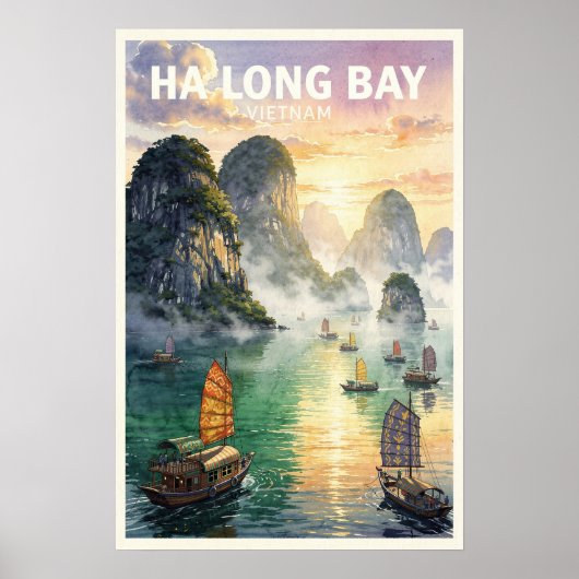 Ha Long Bucht Vietnam Vintage Reise Poster (Vorne)