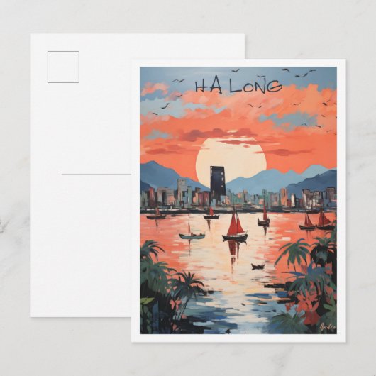 Ha Long Vietnam Kunst Reise Postkarte (Vorne/Hinten)