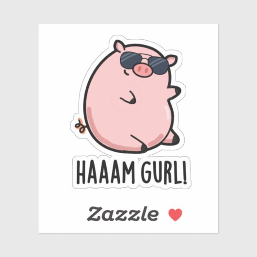 Haaam Gurl Funny Pig Pun Aufkleber (Blatt)