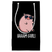 Haaam Gurl Funny Pig Pun Dark BG Kleine Geschenktüte (Vorderseite)