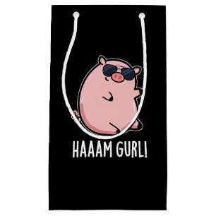 Haaam Gurl Funny Pig Pun Dark BG Kleine Geschenktüte