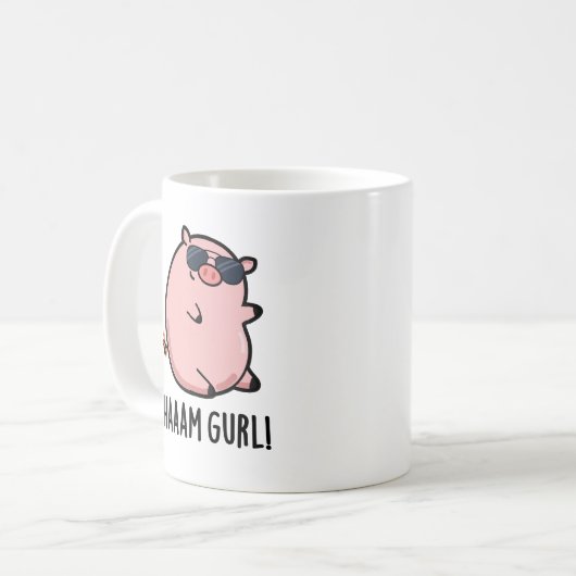 Haaam Gurl Funny Pig Pun Kaffeetasse (Vorderseite Links)