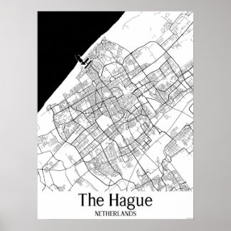 Haag Niederlande Schwarz und Weiß City Map Poster