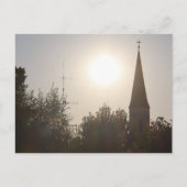 HAAGER KIRCHTURM IN MORGENSONNE MIT GEBÜSCH POSTKARTE (Vorderseite)