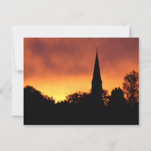 HAAGER KIRCHTURM MARIAE HIMMELFAHRT IM ABENDROT POSTKARTE