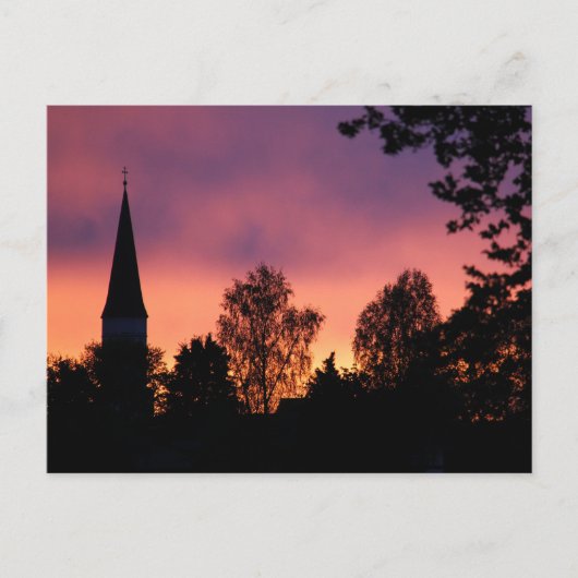 HAAGER KIRCHTURM MARIAE HIMMELFAHRT IN ABENDROT POSTKARTE (Vorderseite)