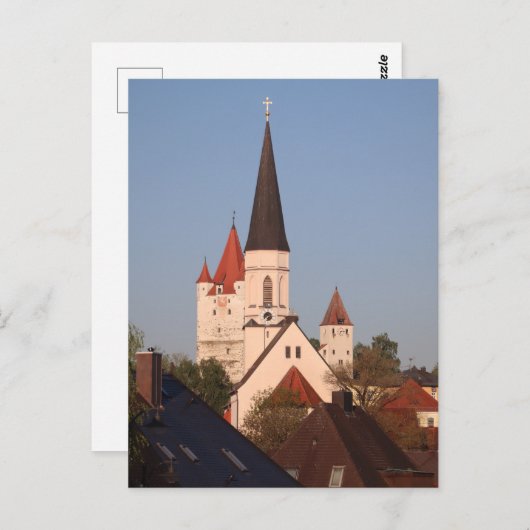 HAAGER KIRCHTURM & SCHLOSSTÜRME IN MORGENSONNE POSTKARTE (Vorne/Hinten)